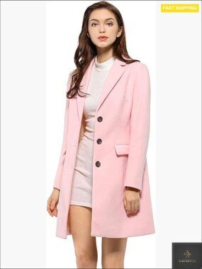 Longline Pea Coat Trench Elegant Classic Winter Wool Coat Notched Lapel
